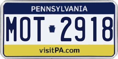 PA license plate MOT2918
