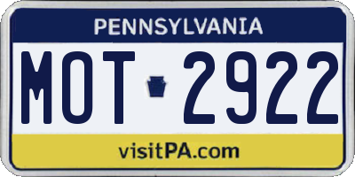 PA license plate MOT2922