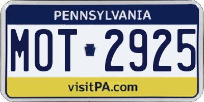 PA license plate MOT2925