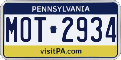 PA license plate MOT2934