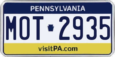 PA license plate MOT2935