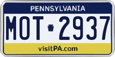 PA license plate MOT2937