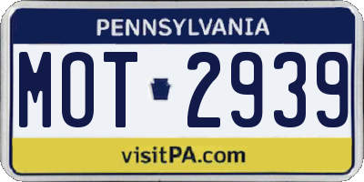 PA license plate MOT2939