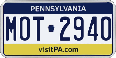 PA license plate MOT2940