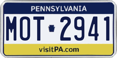 PA license plate MOT2941