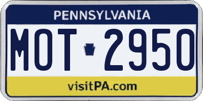 PA license plate MOT2950