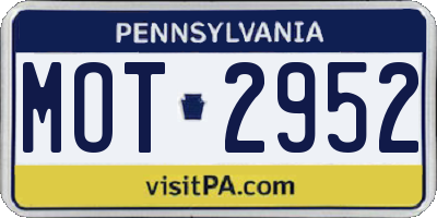 PA license plate MOT2952