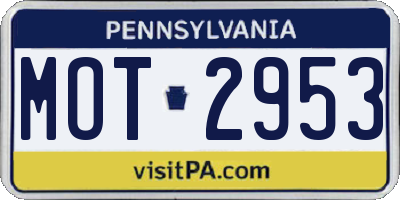 PA license plate MOT2953