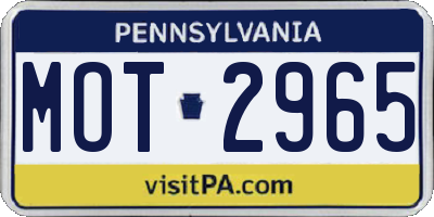 PA license plate MOT2965