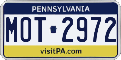 PA license plate MOT2972