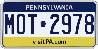 PA license plate MOT2978