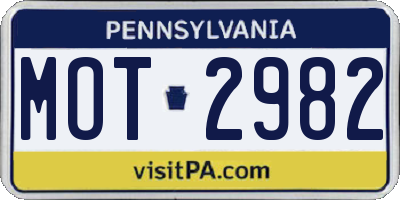 PA license plate MOT2982