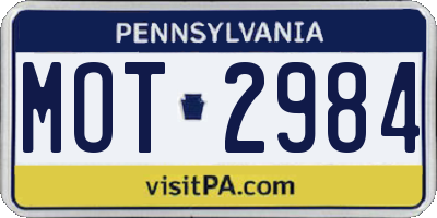PA license plate MOT2984