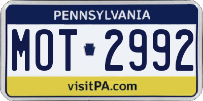 PA license plate MOT2992