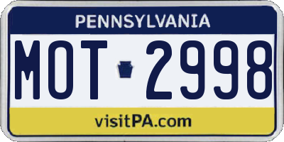 PA license plate MOT2998
