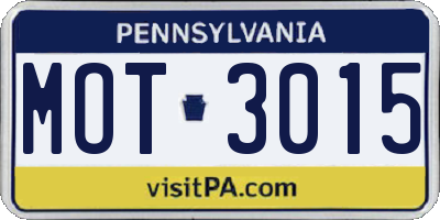 PA license plate MOT3015