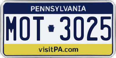PA license plate MOT3025