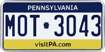 PA license plate MOT3043