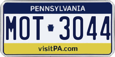 PA license plate MOT3044