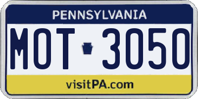 PA license plate MOT3050