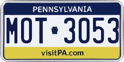 PA license plate MOT3053