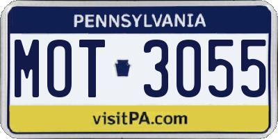 PA license plate MOT3055