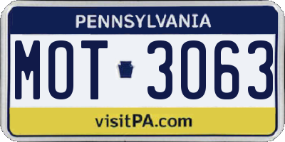 PA license plate MOT3063
