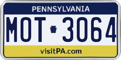 PA license plate MOT3064