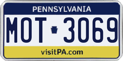 PA license plate MOT3069