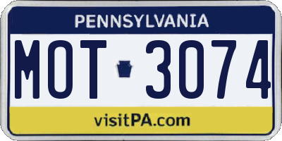 PA license plate MOT3074