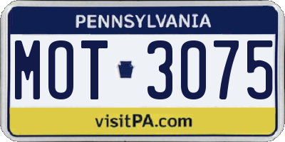 PA license plate MOT3075