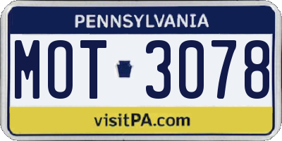 PA license plate MOT3078