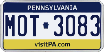 PA license plate MOT3083