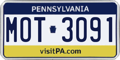 PA license plate MOT3091