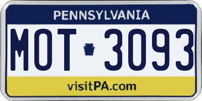 PA license plate MOT3093