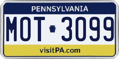 PA license plate MOT3099