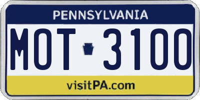 PA license plate MOT3100