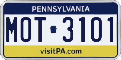 PA license plate MOT3101