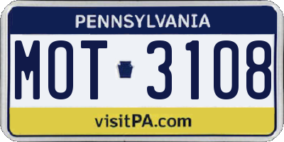PA license plate MOT3108