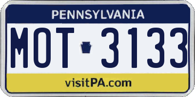 PA license plate MOT3133