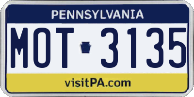 PA license plate MOT3135