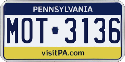 PA license plate MOT3136