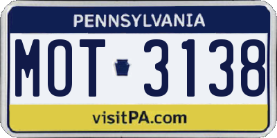 PA license plate MOT3138