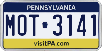 PA license plate MOT3141