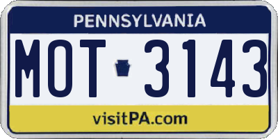 PA license plate MOT3143