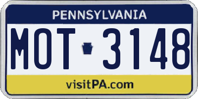 PA license plate MOT3148