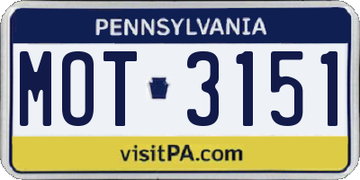 PA license plate MOT3151