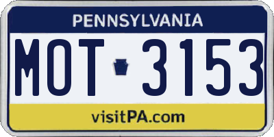 PA license plate MOT3153
