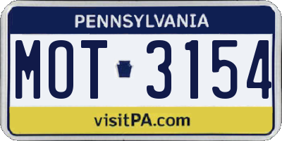 PA license plate MOT3154