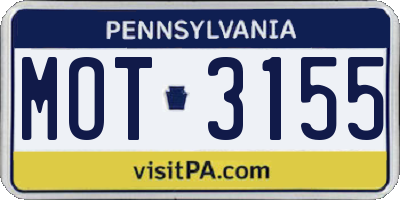 PA license plate MOT3155